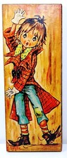 F. IDYLLE 70s France - tavoletta quadro quadretto wood frame Clown Pagliaccio