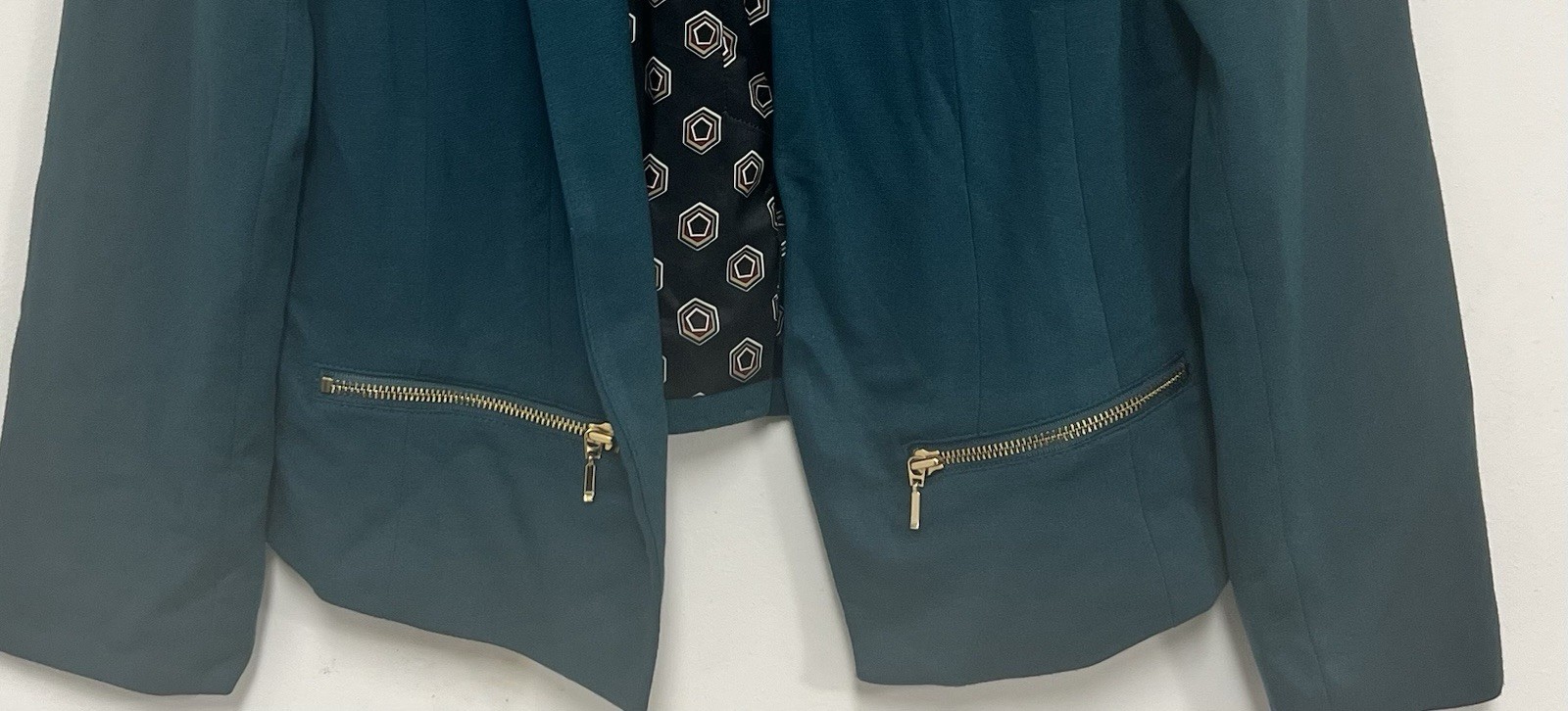 Chico's Blazer Jacket  Solid Green Open Front Lin… - image 7