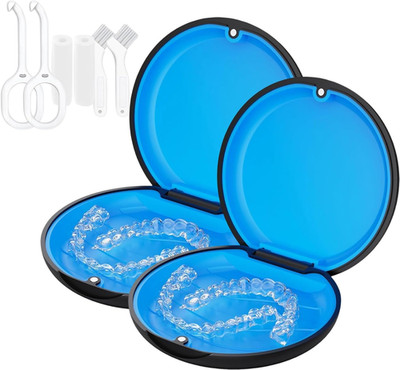 Zahnschienenbox Set aus Silikon für Invisalign Retainer Etui mit Werkzeugen und 