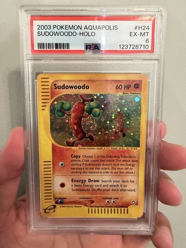 Sudowoodo Aquapolis Holo 🌀FART SWIRL🌀 2003 PSA 6