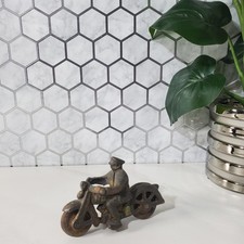 Vintage Cast Iron Motorcycle with Rider Toy Marked HD