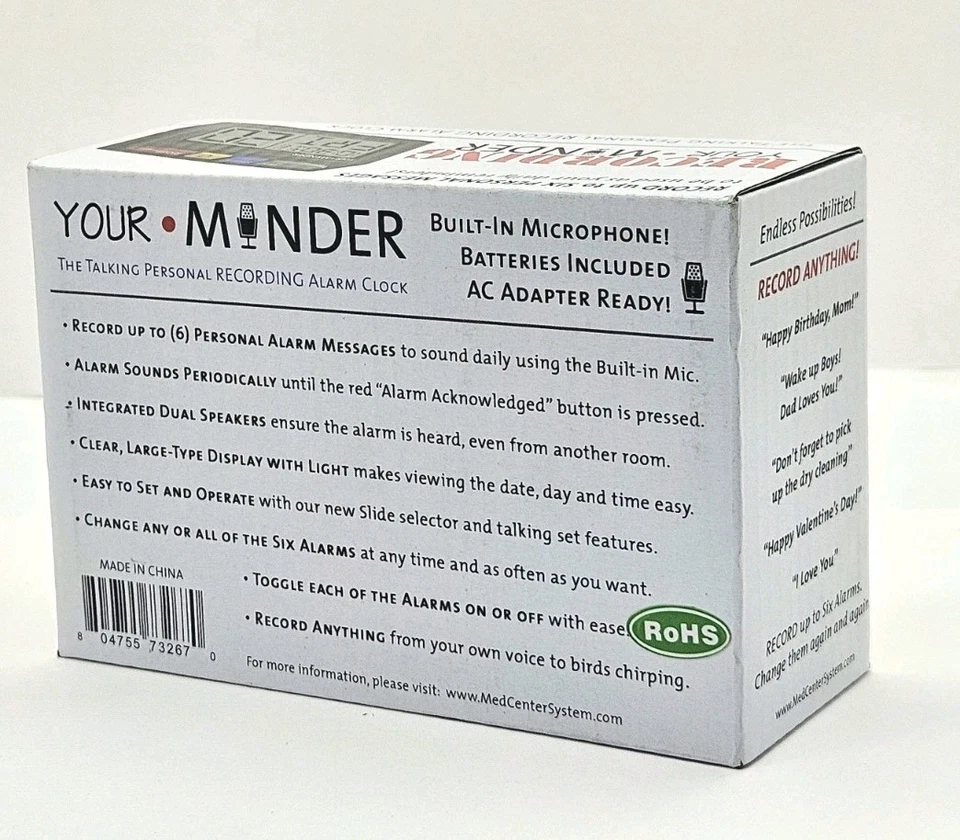 ⏰ Your • M!nder Talking Personal Recording Alarm Clock | Record 6 Custom Alarms - Image 3 of 3