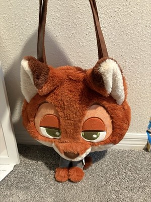 Disney Zootopia Nick Wilde Plush Tote Bag Fox Character Soft Shoulder Bag EUC