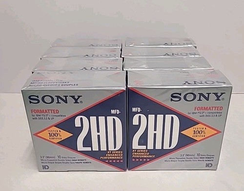 Lot 80 ct Vintage Sony MFD-2HD IBM Formaté 3,5 Micro Disquettes Double Face NEUF