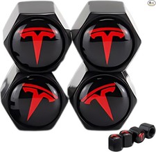 Red Tire Valve Stem Caps for Model 3, S, X, Y  Leakproof Alu Color: Tesla Red