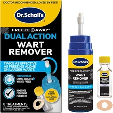 Dr Scholl's Dual Action Freeze Away Wart Remover, 8 ct Twice as Effective 01/27+