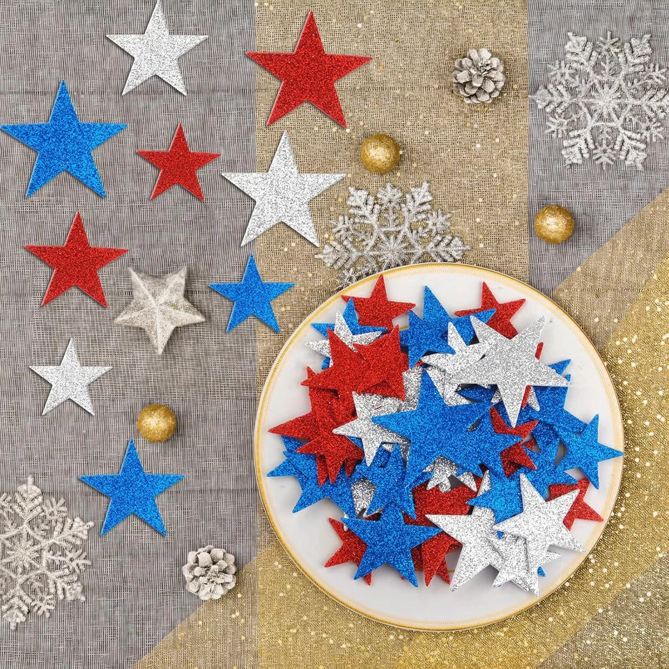 50 PIEZAS Estrellas Pequeñas Autoadhesivas para Tarjetas de Felicitación, Pegatinas Espuma Estrella Brillo Foto 4 de 4