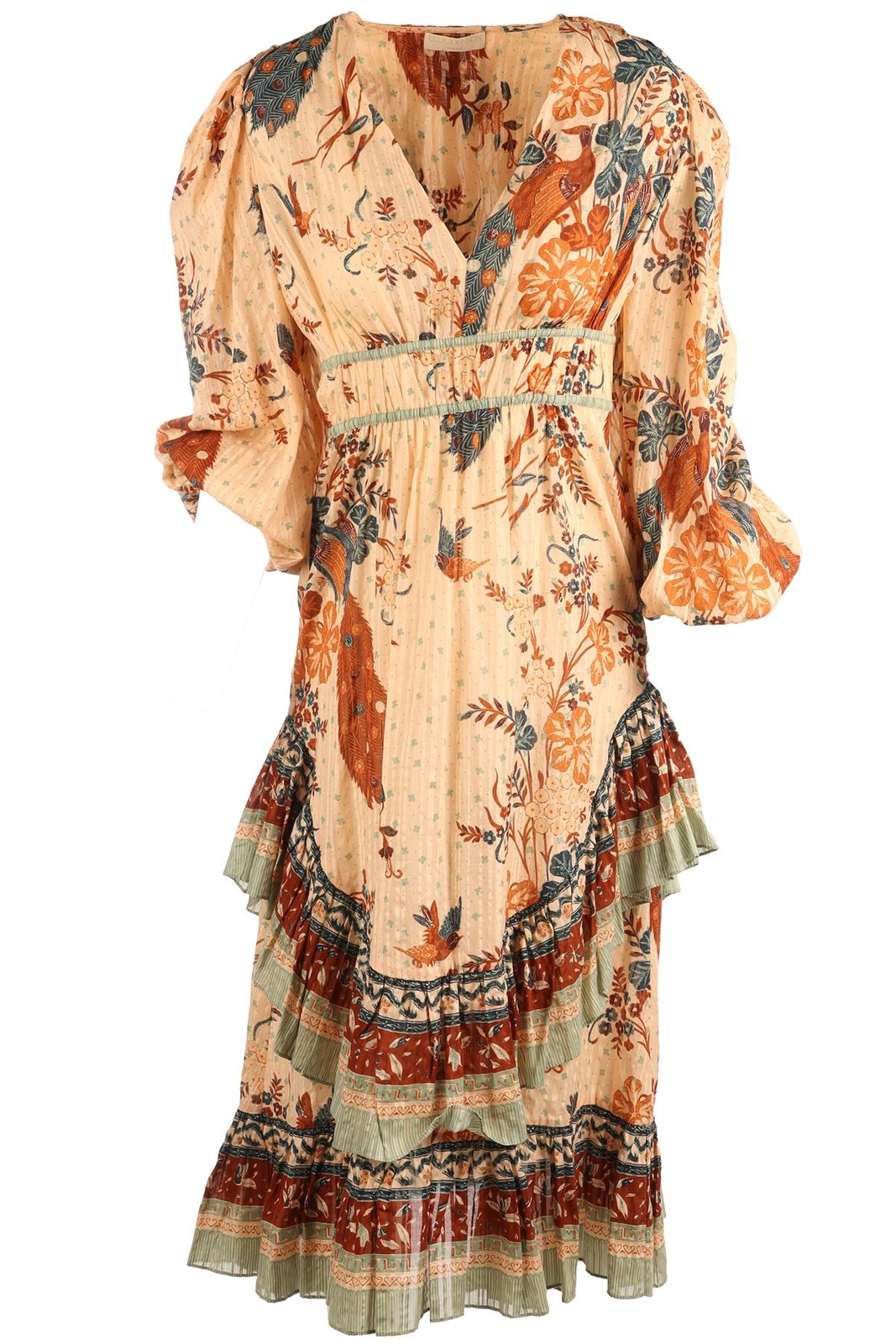 ULLA JOHNSON MULTI COTTON MAXI DRESS US 4 UK 8