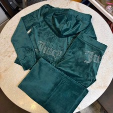 Juicy Couture y2k Rain Forest velour rhinestone bling tracksuit Size Large New