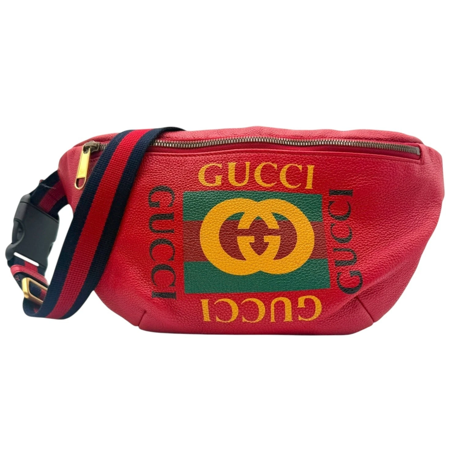 Grand sac ceinture/écharpe GUCCI en veau rouge logo rétro