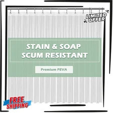 Clear Shower Curtain Liner 5G PEVA Waterproof with 72''x72