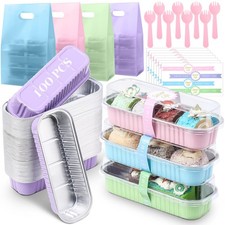 Acellegic 424 Pack Macaron Mini Loaf Pans Set Lids And Spoons Include 100