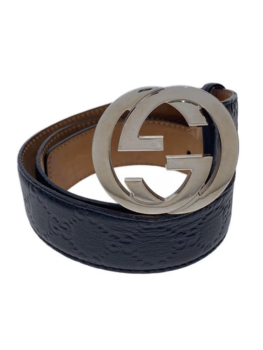 GUCCI Interlocking Leather Belt, Black, Men's, 114984 525040
