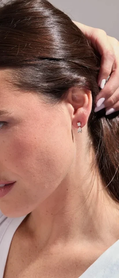 2.20TCW Pear Lab created Diamond Drop Dangle Women's Stud 14k Yellow Gold Plated - Image 4 of 4