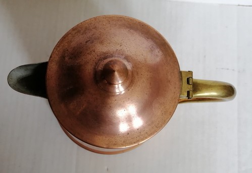 Vintage Kupfer Kaffee Tee Kanne Tejo R97 Messing Griff Portugal 8" - Bild 2 von 4