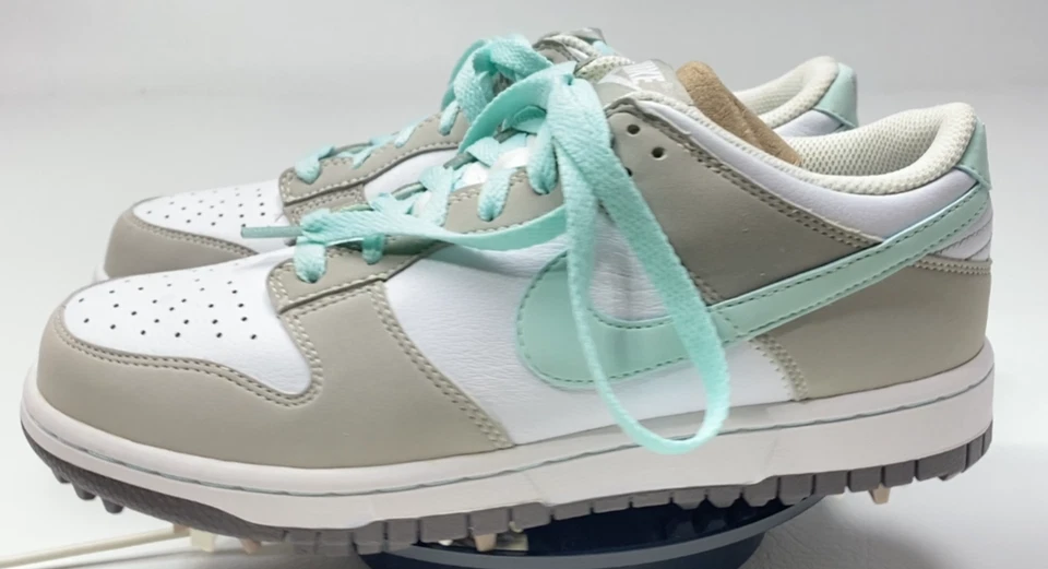 NUEVO Zapatos de golf para mujer talla 8W Dunk NG blancos gris menta 484326-100 nuevos en caja 1232b Foto 2 de 4
