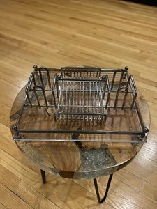 Oneida Silverware Caddy Clear Acrylic/Silver Metal Vintage