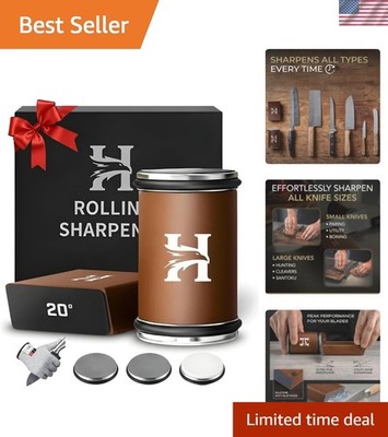 Rolling Knife Sharpener Kit   3-Stage 400/1000/3000 Grit Discs   15° & 20° Ma...