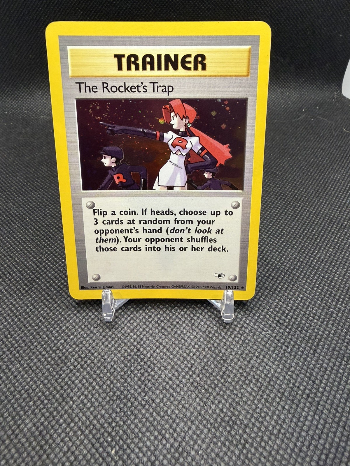 Pokemon Card - The Rocket's Trap Gym Heroes 19/132 Holo Rare SWIRL!! TCG