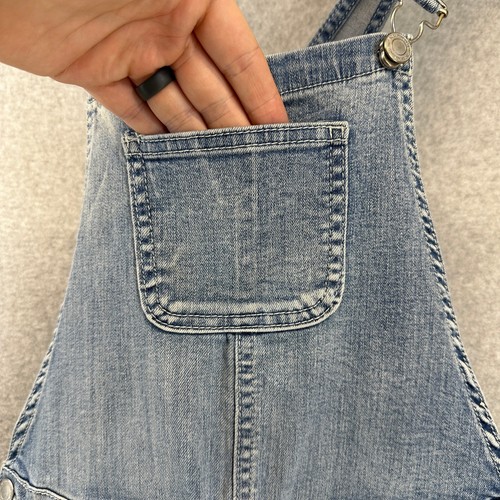 SO Denim Lace Trim Overalls Kids Girls Size 16 Blue Cotton Blend Jeans Pockets - Picture 5 of 14