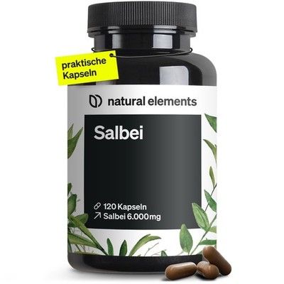 natural elements Salbei   120 Kapseln   6000mg/Tagesdosis   Salbei Extrakt 10:1