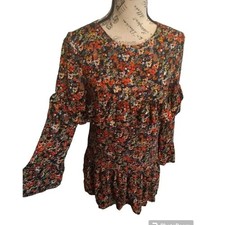 Zara ruffled floral print tunic dress xs boho cottage core feminine