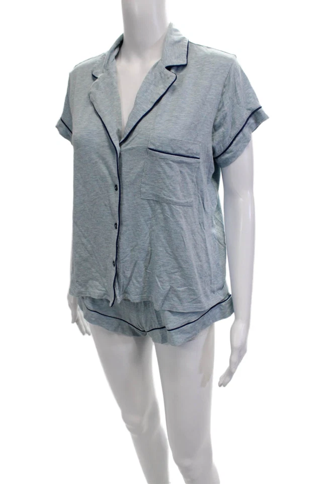 Conjunto de ropa para dormir pantalones cortos con cuello de algodón azul talla S In Bloom by Jonquil para mujer Foto 3 de 4