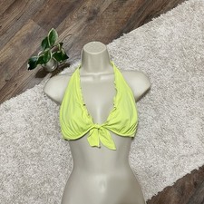 Victoria's Secret Size 34D Neon Yellow Ruffled Underwire Halter Bikini Top
