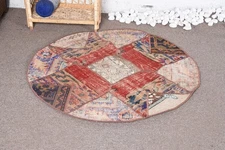 Decorative Rug, Red Floral Paisley 3.4x3.4 ft