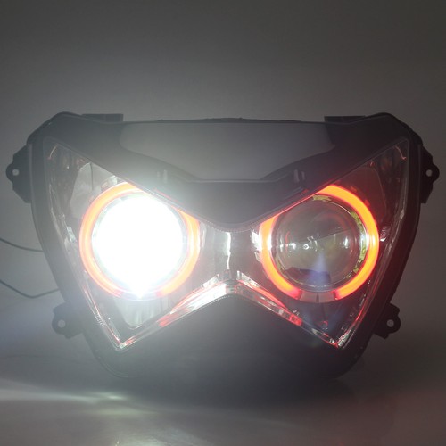 Motor Front Headlight Assembly Red Angel Eye For Kawasaki Z250 Z300 Z800 2013-16 - Picture 5 of 22