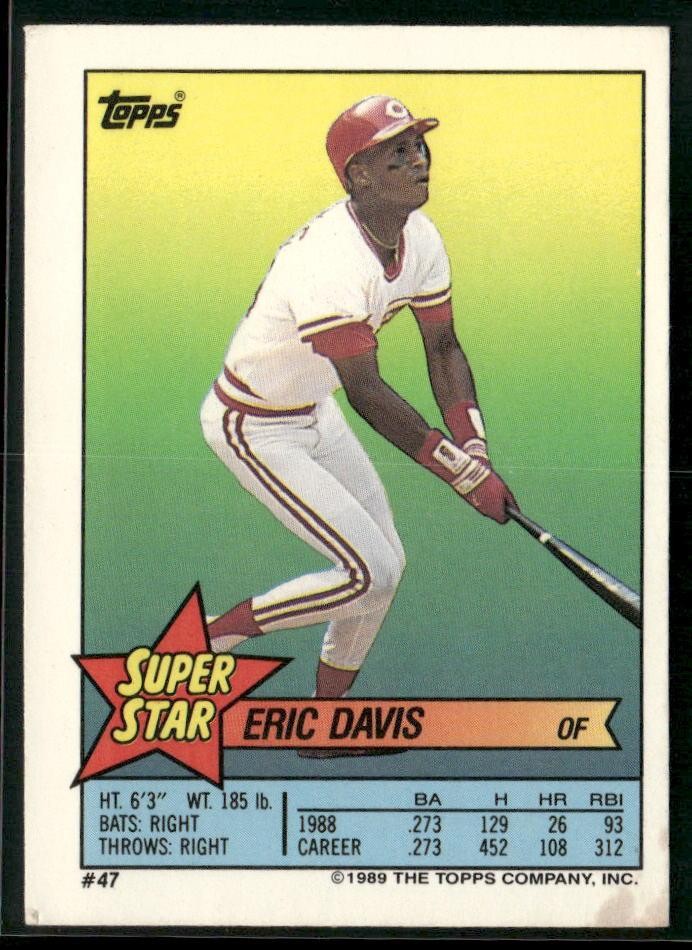 1989 Topps Stickers #47 Eric Davis Super Star Backs