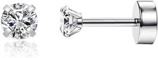 Dainty Screw Flat Back Stud Earrings  Hypoallergenic 316L Stainless Steel  5A