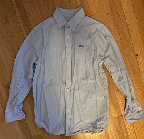 Vineyard Vines Classic Blue Oxford Button Down Cotton Whale Shirt Boys XL (18) - Picture 2 of 8
