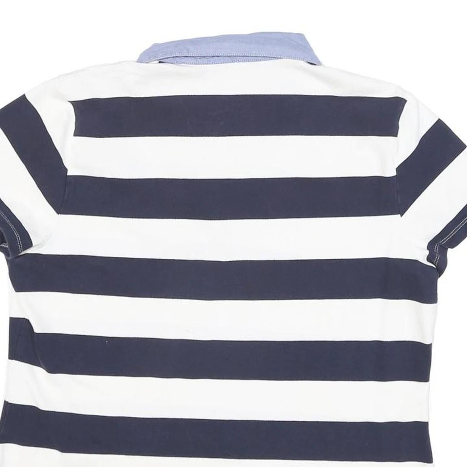 Camisa polo de manga corta a rayas azules y blancas XL con cordones TOMMY HILFIGER para mujer Foto 4 de 4