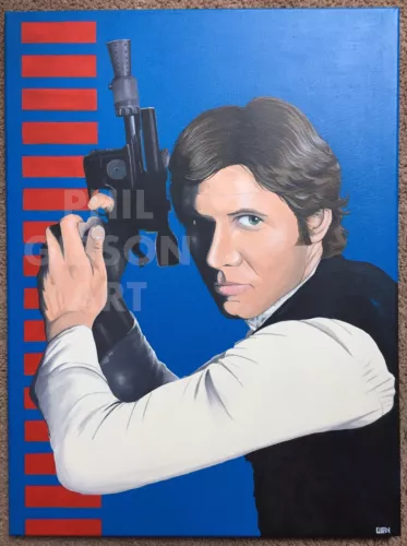 Original "Solo" Han Solo Acrylic Oil Blend Painting Star Wars Millennium Falcon