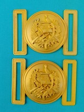 Set 2 US Guatemala Coat of Arms Gold Tone Military Army N.S. MEYER Belt Buckle K