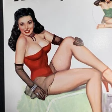1957 Calendar Sign Thompson Pin Up Bathing Beauty Girl One Month EVELYN WEST