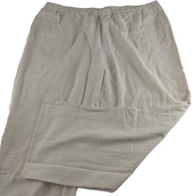Soft Surroundings Women's Wide Leg Casual Pant Size 2X 22W Tan Pull-On Cotton