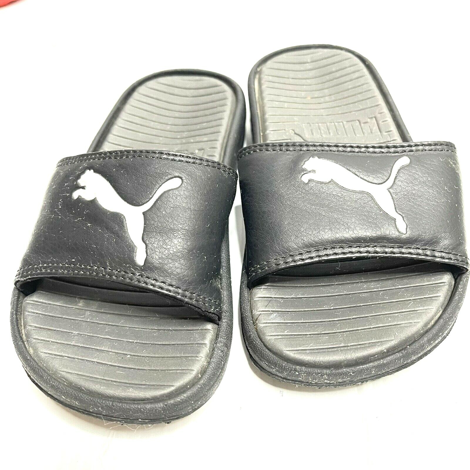 Puma Cool Cat Junior Casual Beach Slide Flip Flop Black With White Logo  size 11 | eBay