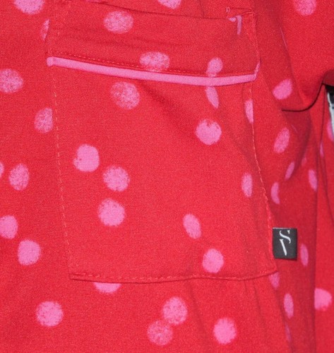 NEW L JUST VERA WANG RED/PINK POLKA DOT SOFT VELOUR LONG SLEEVE SLEEPSHIRT GOWN - Picture 6 of 7