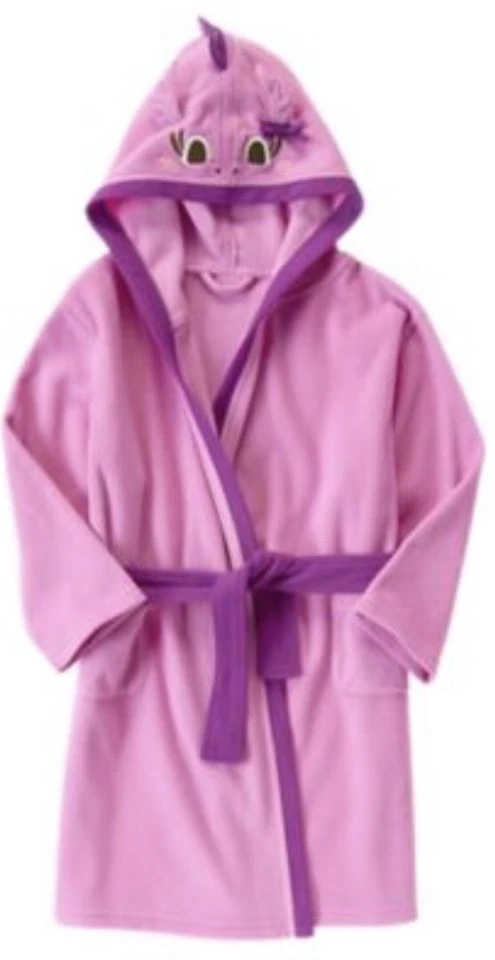 Roupão de dragão com capuz para meninas (5-6) novo com etiquetas Gymboree roxo com cinto poli lã - Imagem 2 de 2