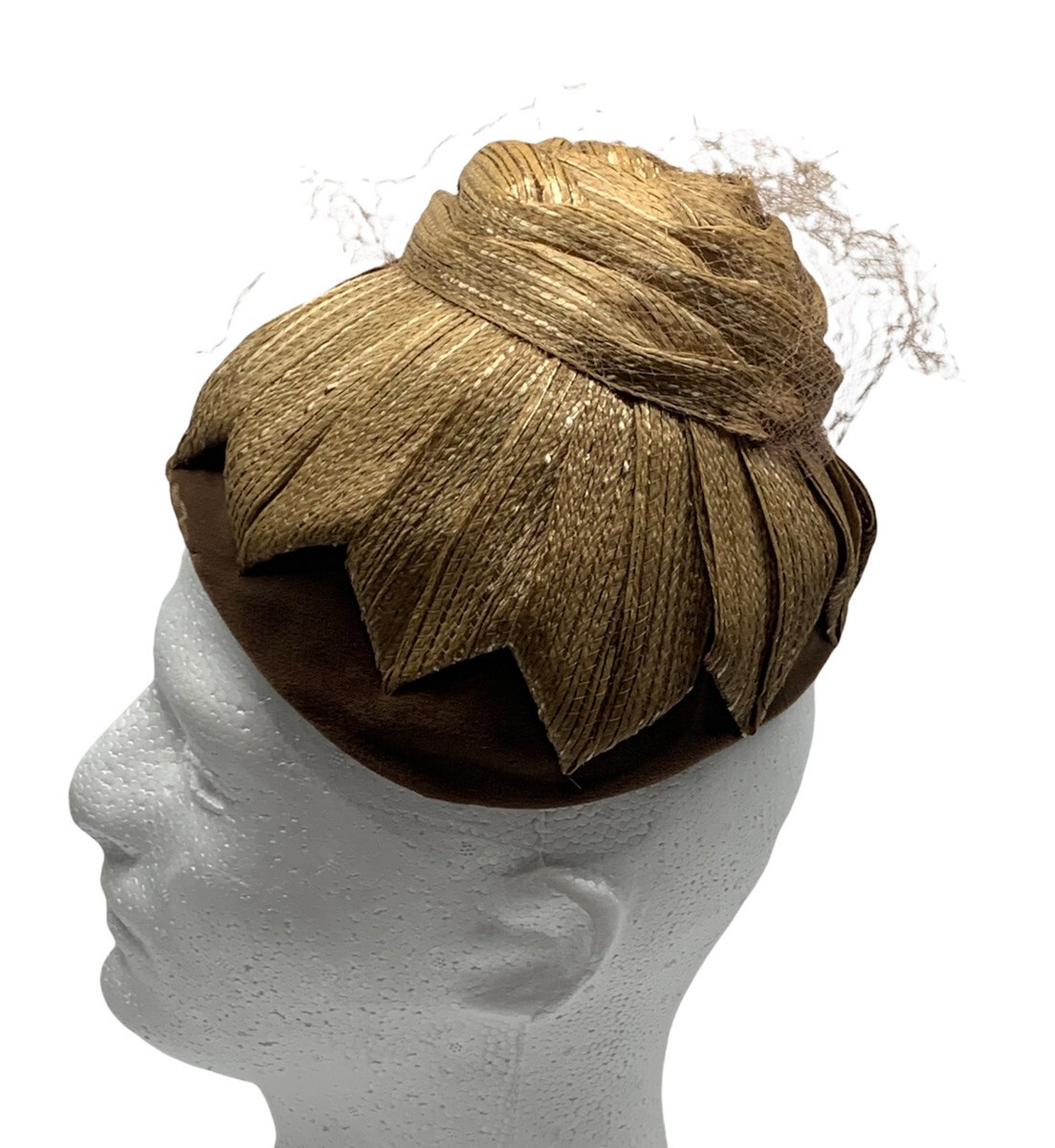 VTG HI STYLE TILT TOPPER Velvet Woven Straw WOMEN Lady DRESS  display picture 2