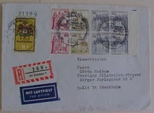 GERMANY BOOKLET PANE OF 8 PICTORIAL CANCEL SE-TENANT 1978 KOBLENZ TO SWEDEN