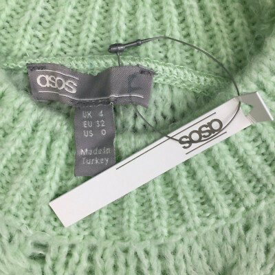 asos design cable knit mini dress with volume sleeve