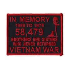 Motorcycle Jacket Embroidered Patch - Vietnam Memorial Patch (Black, Red)