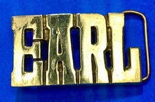 EARL - Name in Cutout block letters solid brass belt buckle by Western Brass
