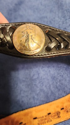 Justin Top Grain Cowhide Leather Belt Half Dollar Coin  display picture 1