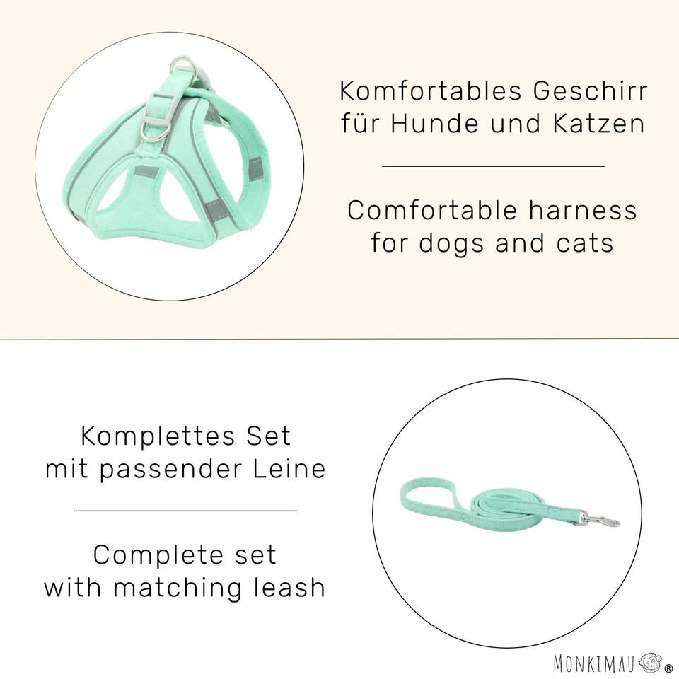 Hundegeschirr mit Leine kleine Hunde - Hunde Geschirr XXXS XXS XS S M L XL - Bild 3 von 4