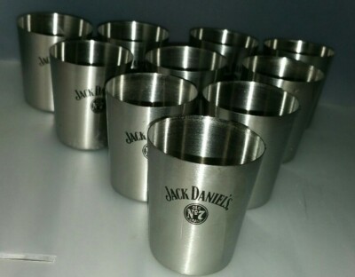 LOT OF 10 JACK DANIELS - METAL - SHOT GLASS - With Defects