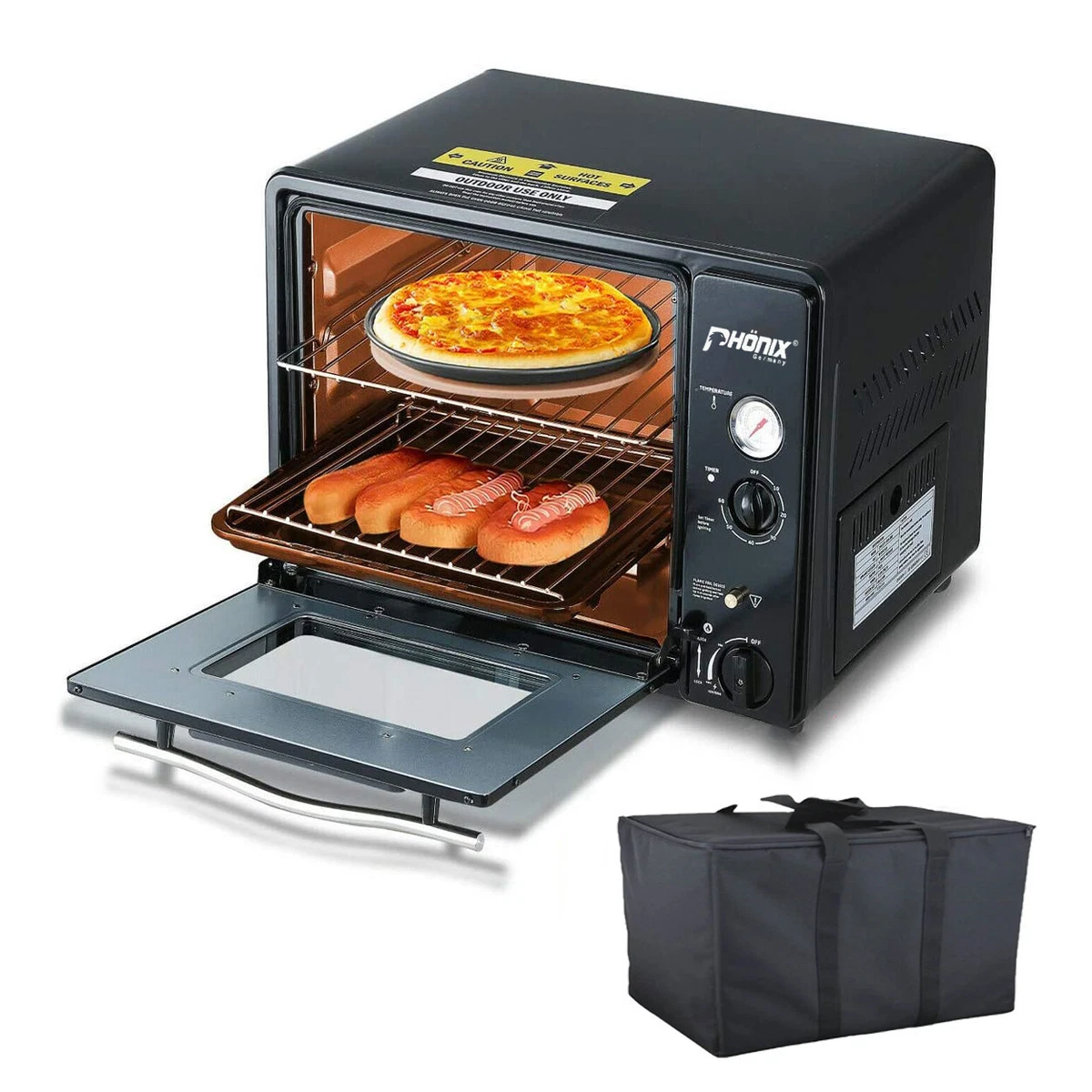 Portable Mini Gas Oven 30 Litre Camping Grill 1.3kW Timer With